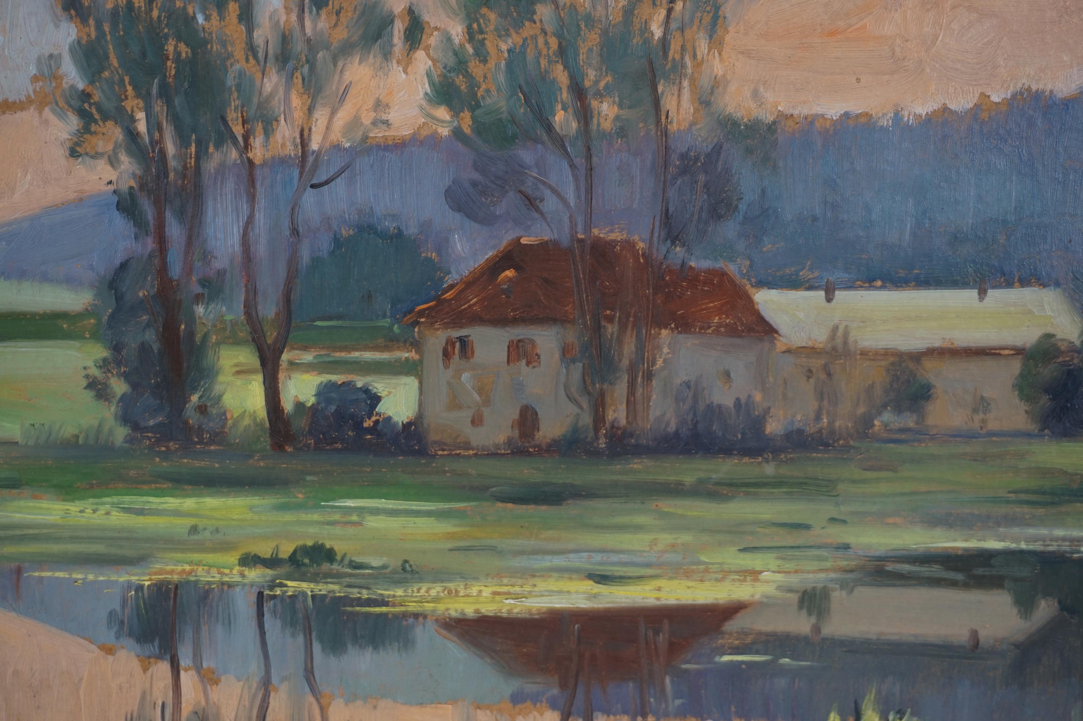 Paisaje francés de mediados de siglo -- Maison sur le lac St. Point - Painting impresionista estadounidense de Unknown