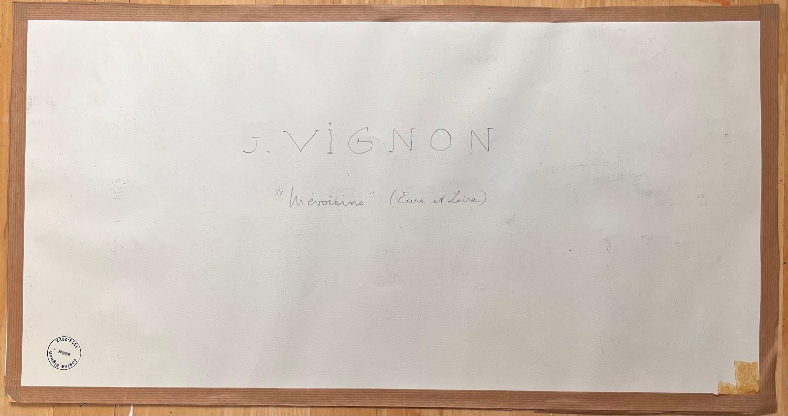 Disegno a inchiostro originale francese della metà del secolo scorso Névoisins (Eure et Loire) Villaggio rurale in vendita 1