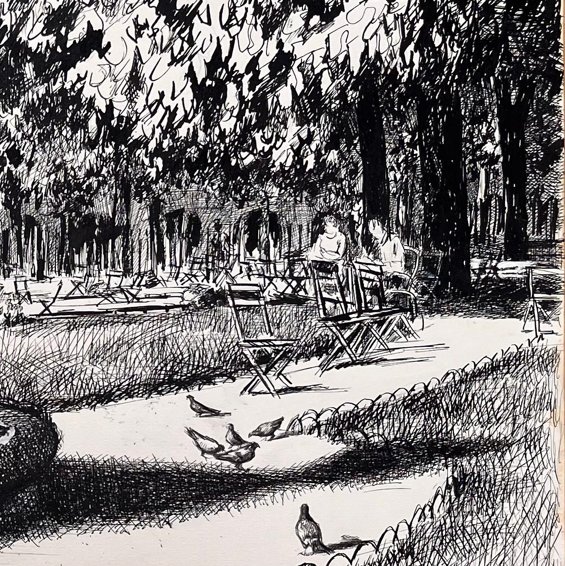 Französische Original-Tintenzeichnung des Place des Vosges aus der Mitte des Jahrhunderts (Paris 1970) im Angebot 1