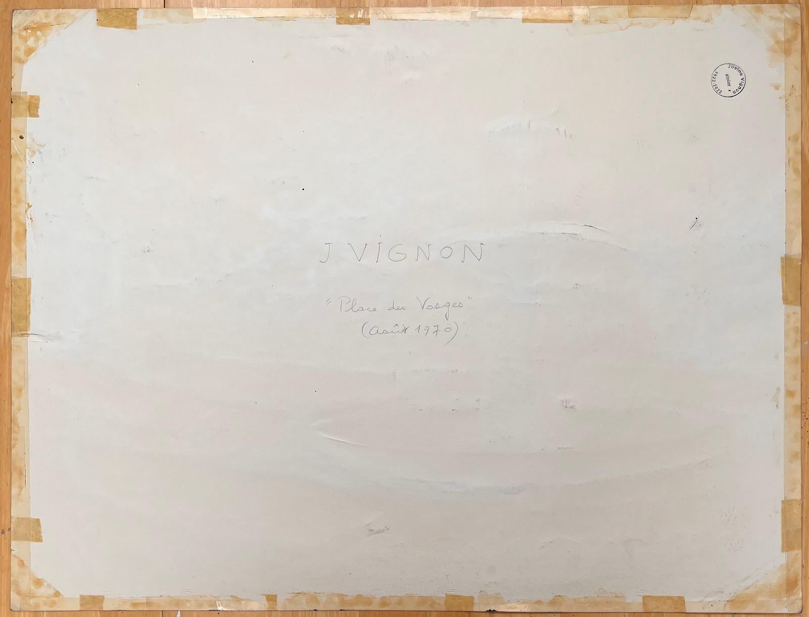 Französische Original-Tintenzeichnung des Place des Vosges aus der Mitte des Jahrhunderts (Paris 1970) im Angebot 2