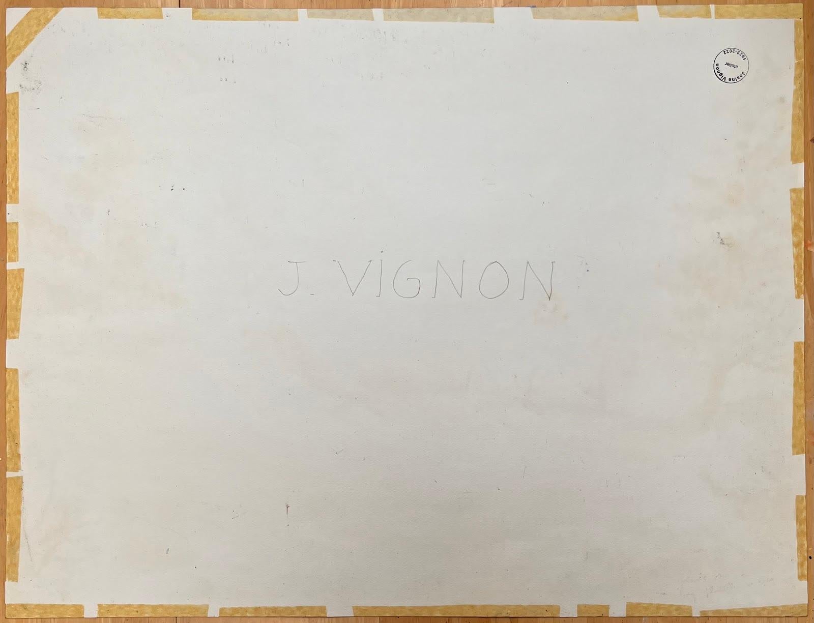 Pintura original francesa de mediados de siglo sobre un paisaje rural montañoso en venta 2