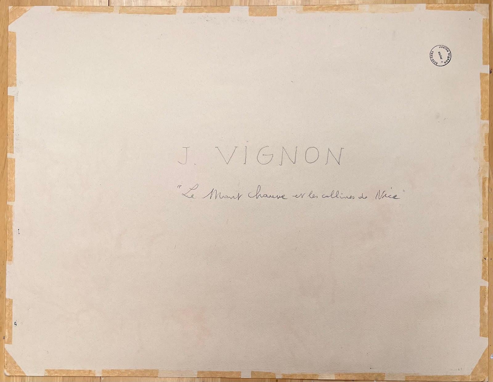 Peinture originale du milieu du siècle Le Mont Chauve et les collines de Nice en vente 1