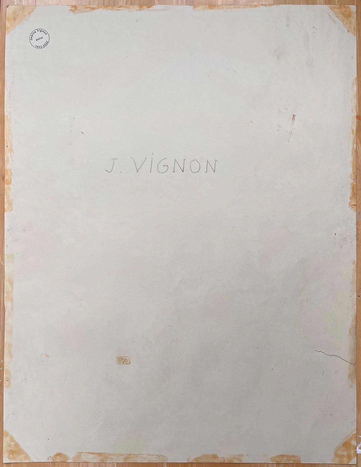 Französisches Original-Pastellgemälde aus der Mitte des Jahrhunderts, üppige Landschaft mit Bergansicht im Angebot 2