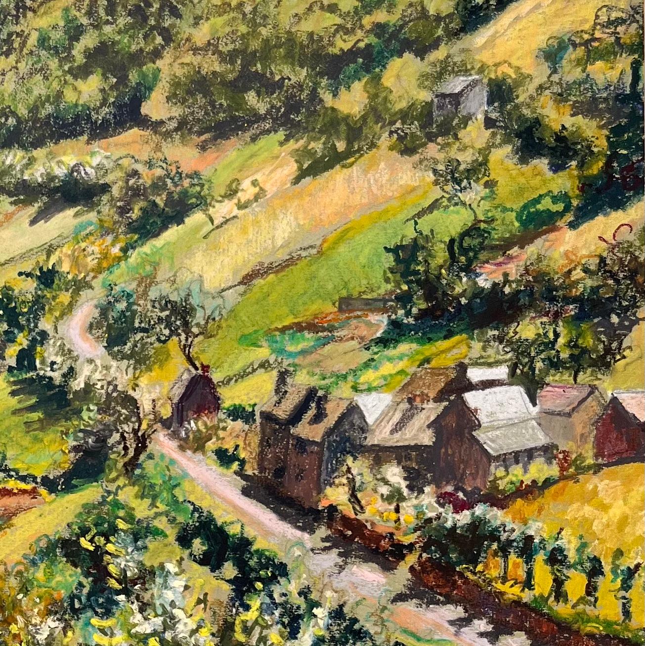 Título: Pintura al pastel original francesa de mediados de siglo de un exuberante paisaje campestre

Artista: Josine Vignon (francesa 1922-2022)

Medio: Pastel al óleo sobre papel de artista

Tamaño: 19 (alto) x 24,75 (ancho)

Firmado: Inferior