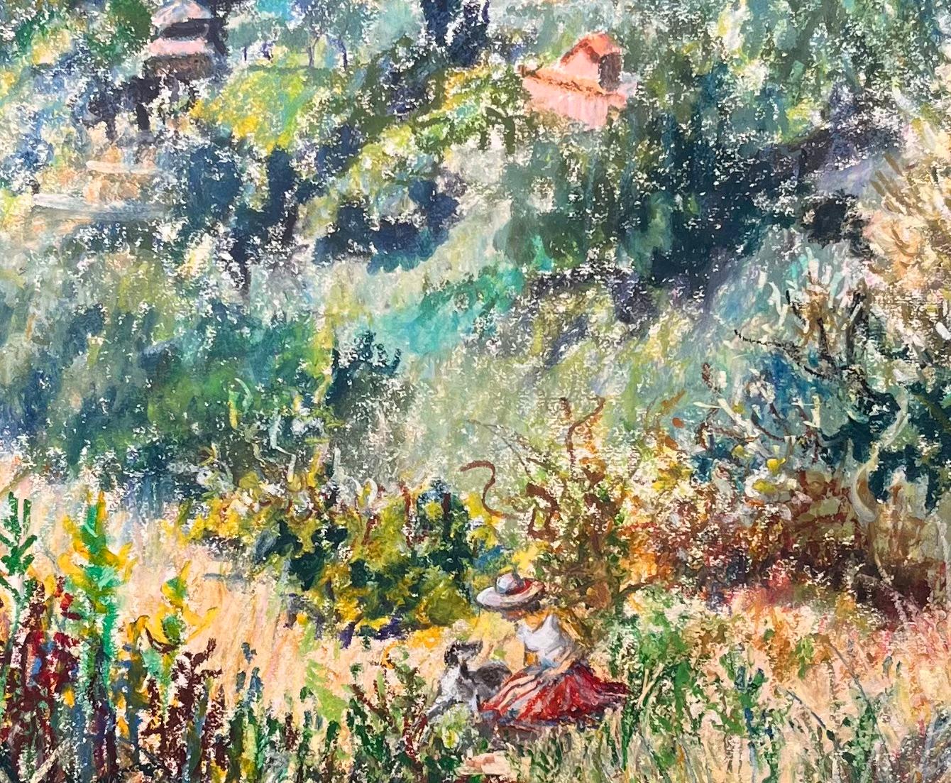 Mid Century French Original Pastel Painting of a Summer Landscape (1979) 2