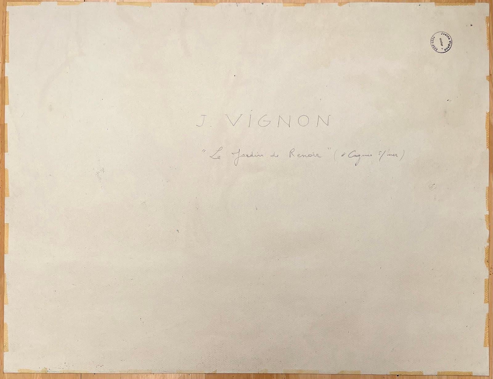 Pittura originale a pastello del giardino di Renoir, metà del secolo scorso, in Francia in vendita 1