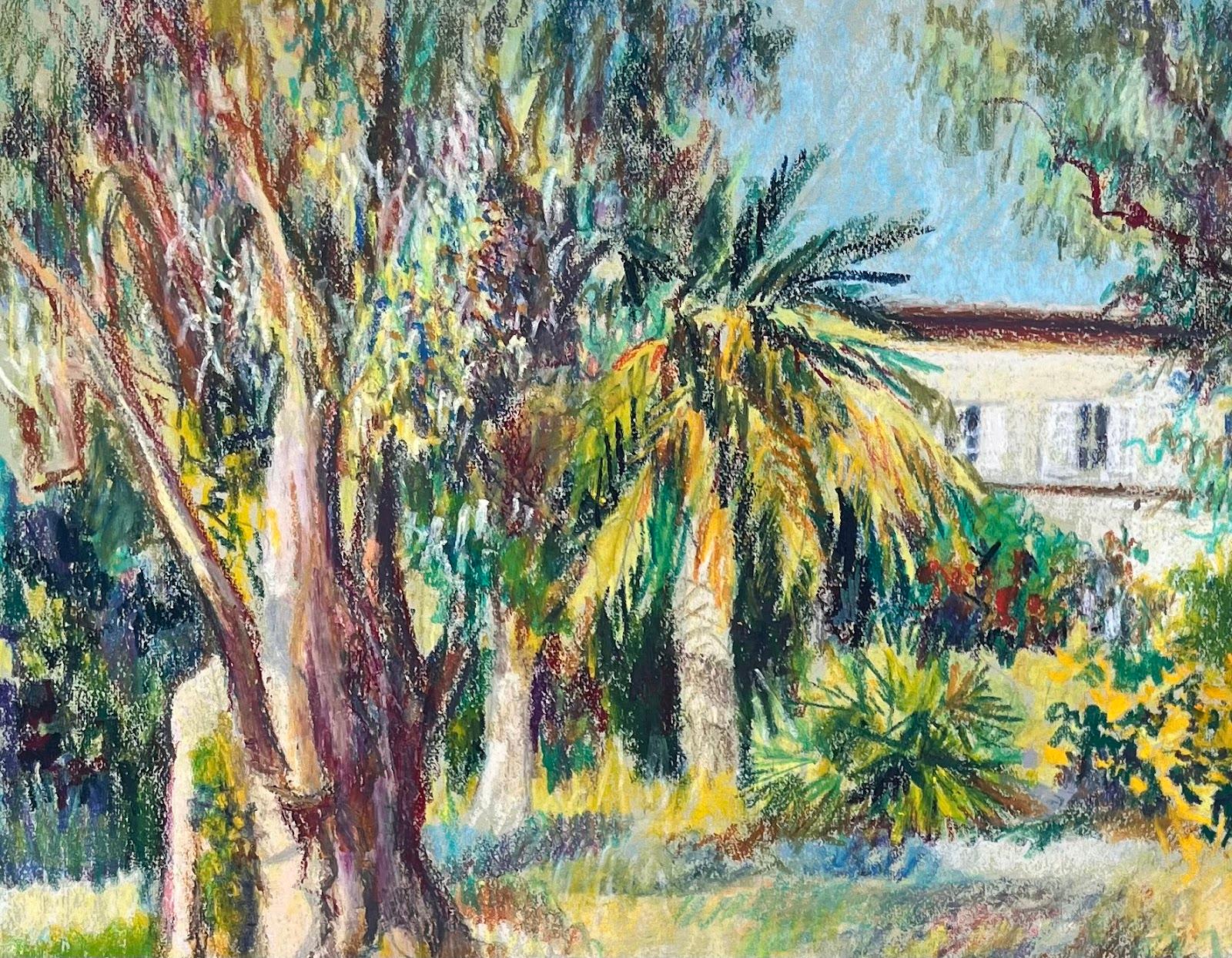 Pittura originale a pastello della casa di Renoir a Cagnes-sur-Mer, metà secolo, in Francia - Painting Impressionismo di Josine Vignon