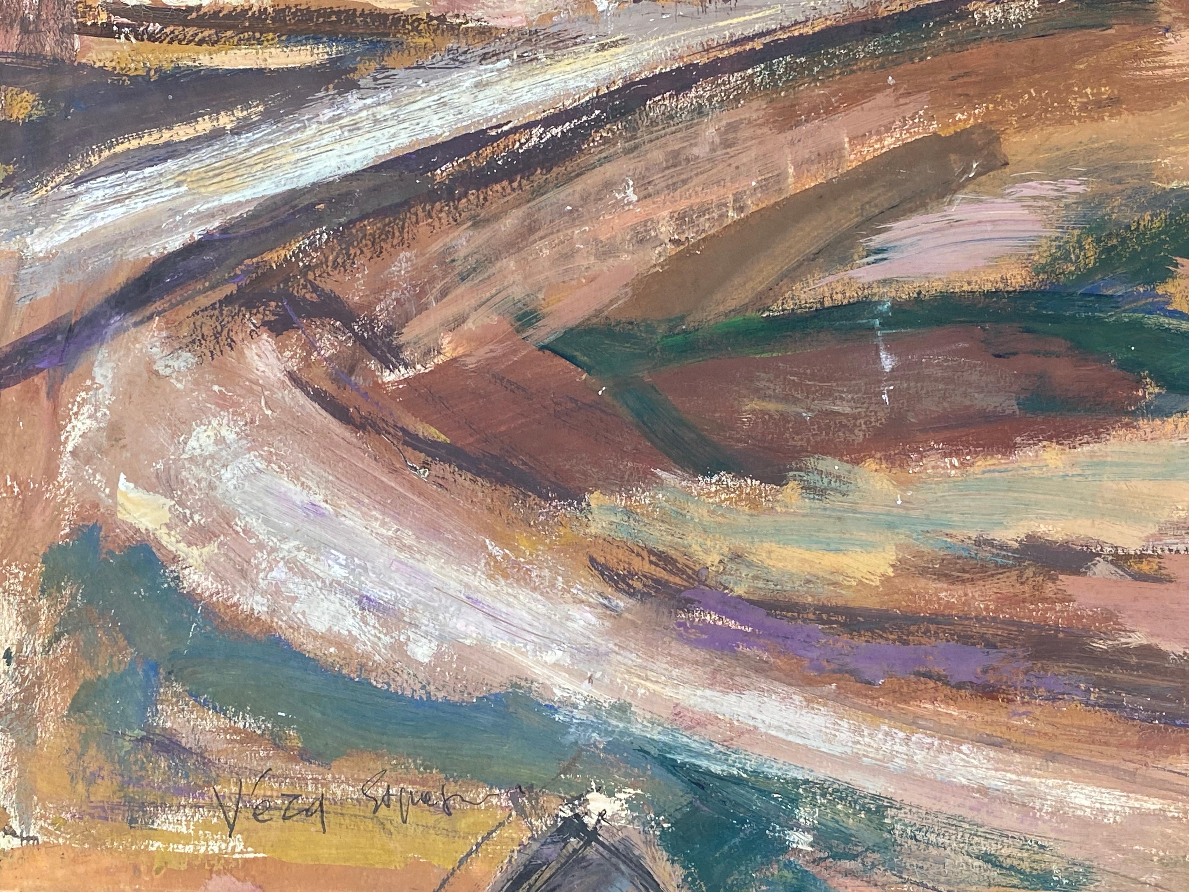 Mid Century French Post-Impressionist Painting, Desert Landscape For Sale 1