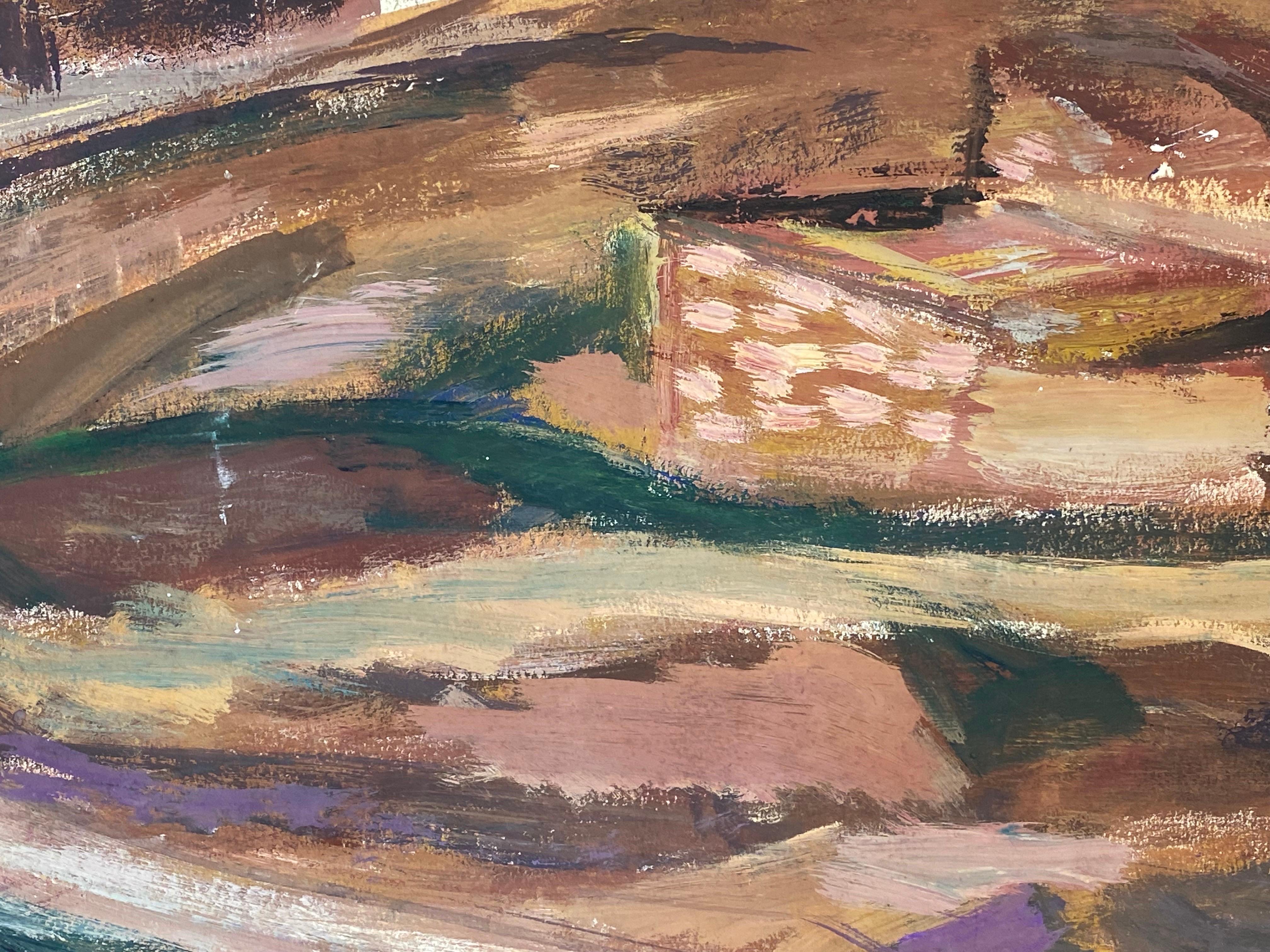 Mid Century French Post-Impressionist Painting, Desert Landscape For Sale 2