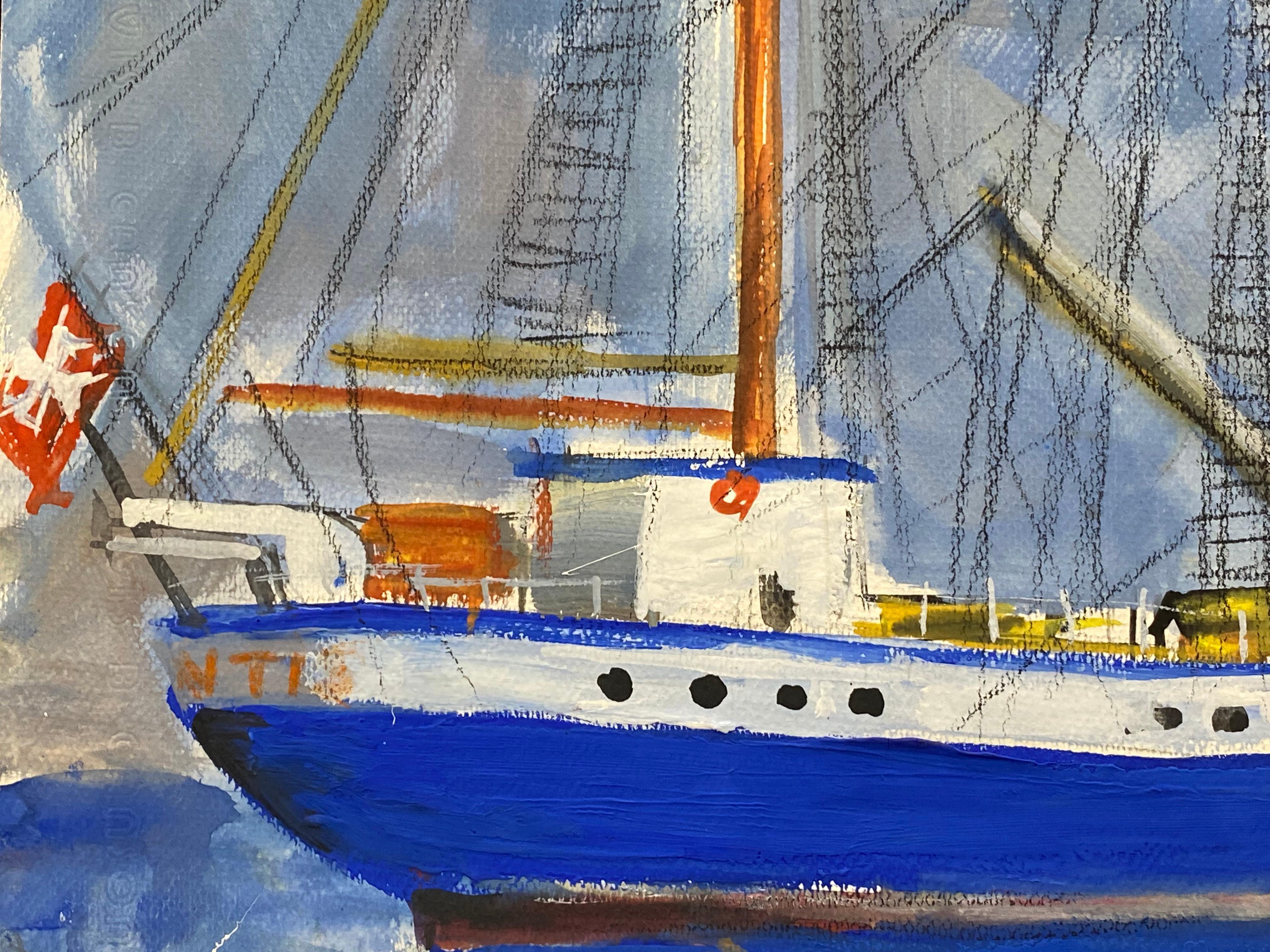Mid Century French Post-Impressionist Painting, 'The Atlantis' Monaco Landscape For Sale 3
