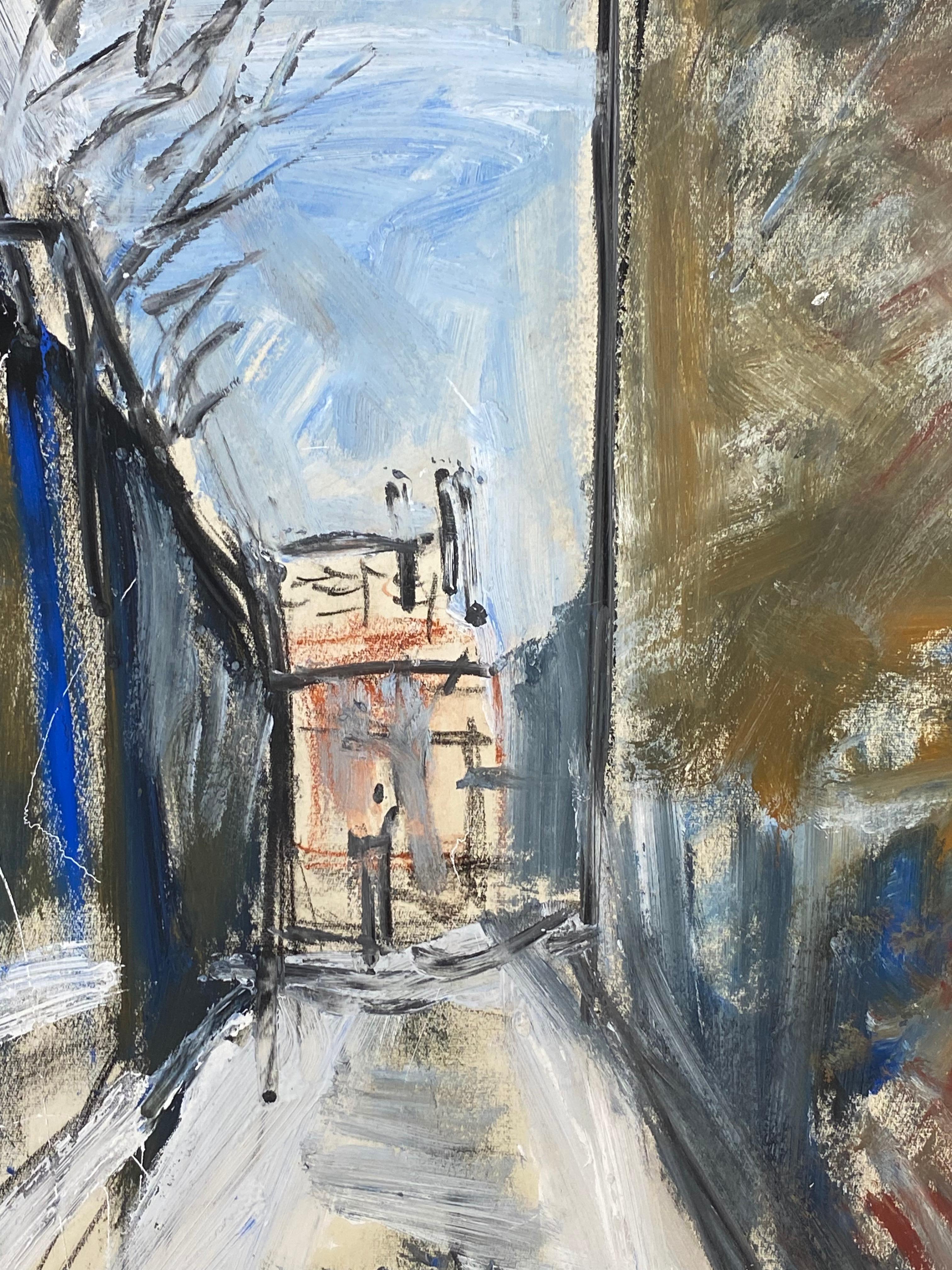 Mid Century French Post-Impressionist Painting -Venice Style Landscape - Gray Landscape Painting by Unknown