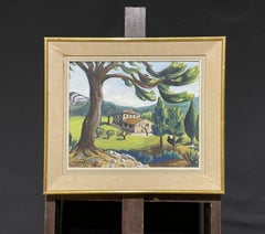Mid Century French Post Impressionist Signed Provence Landscape Oil Painting