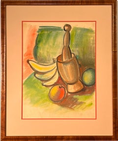 Mid Century Fruit Still Life Gouache Painting Bay Area Artist