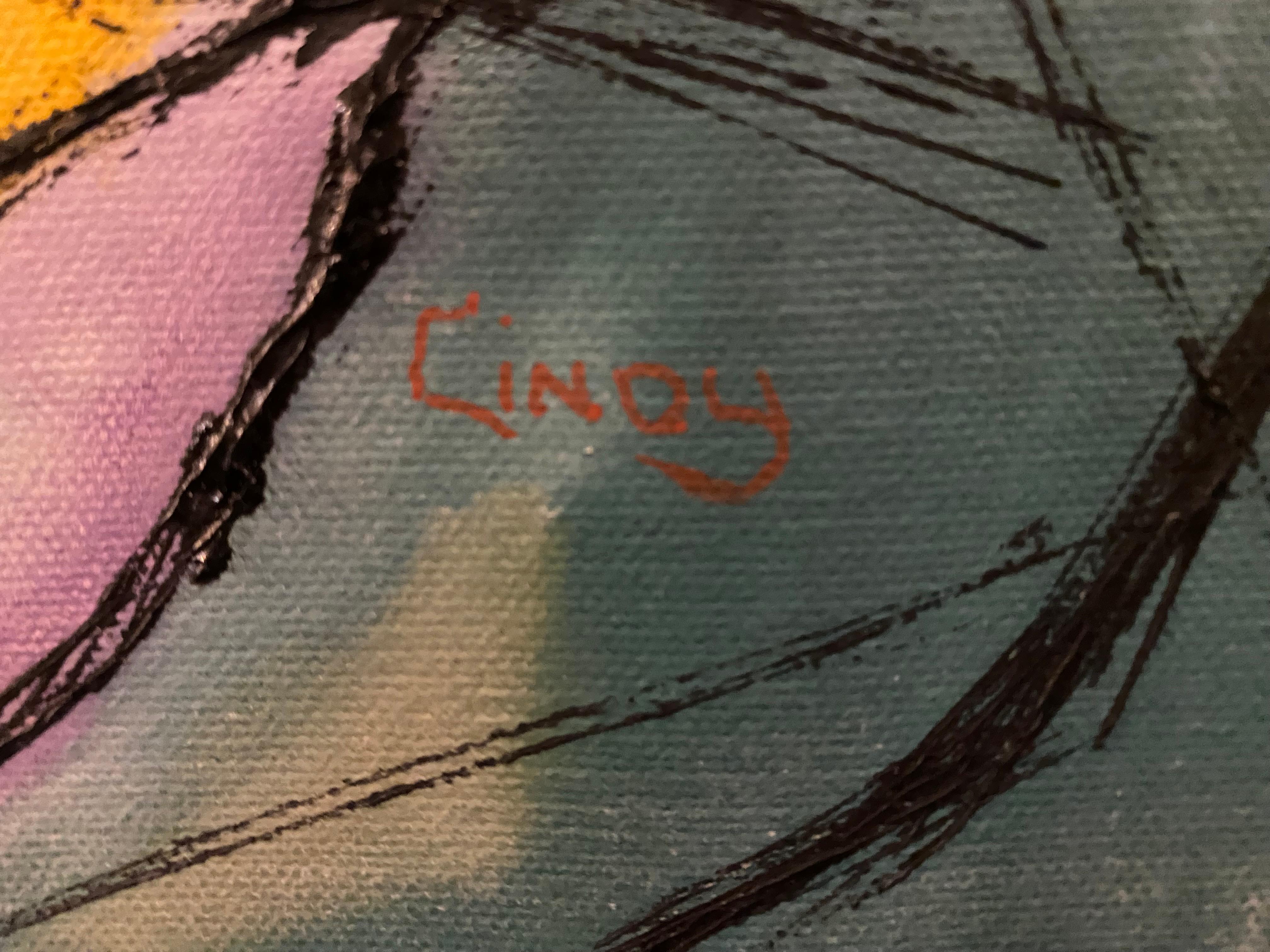 Mid Century Horizontal Buntes Nackt von Cindy – Painting von Unknown