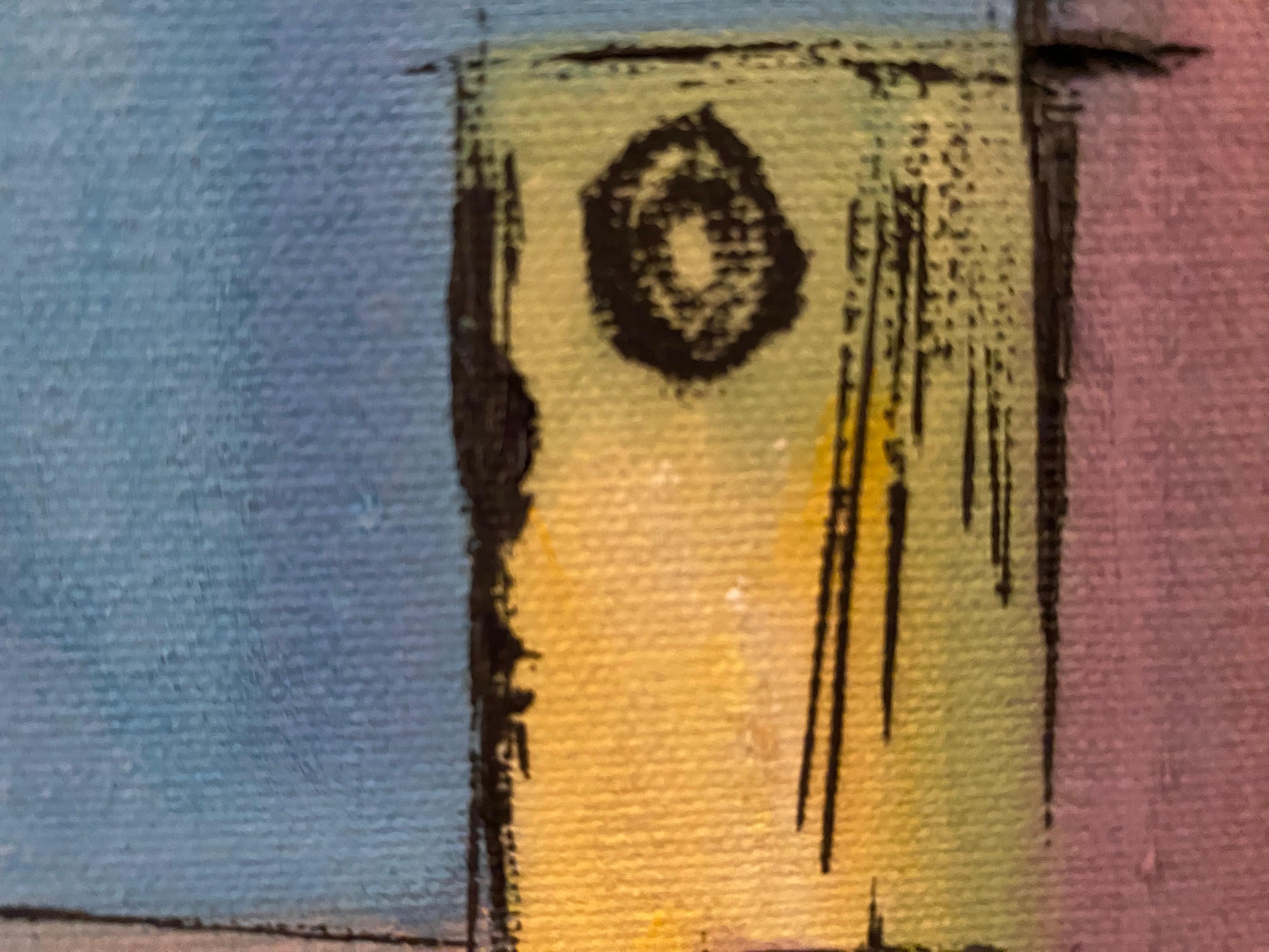 Mid Century Horizontal Buntes Nackt von Cindy (Postmoderne), Painting, von Unknown