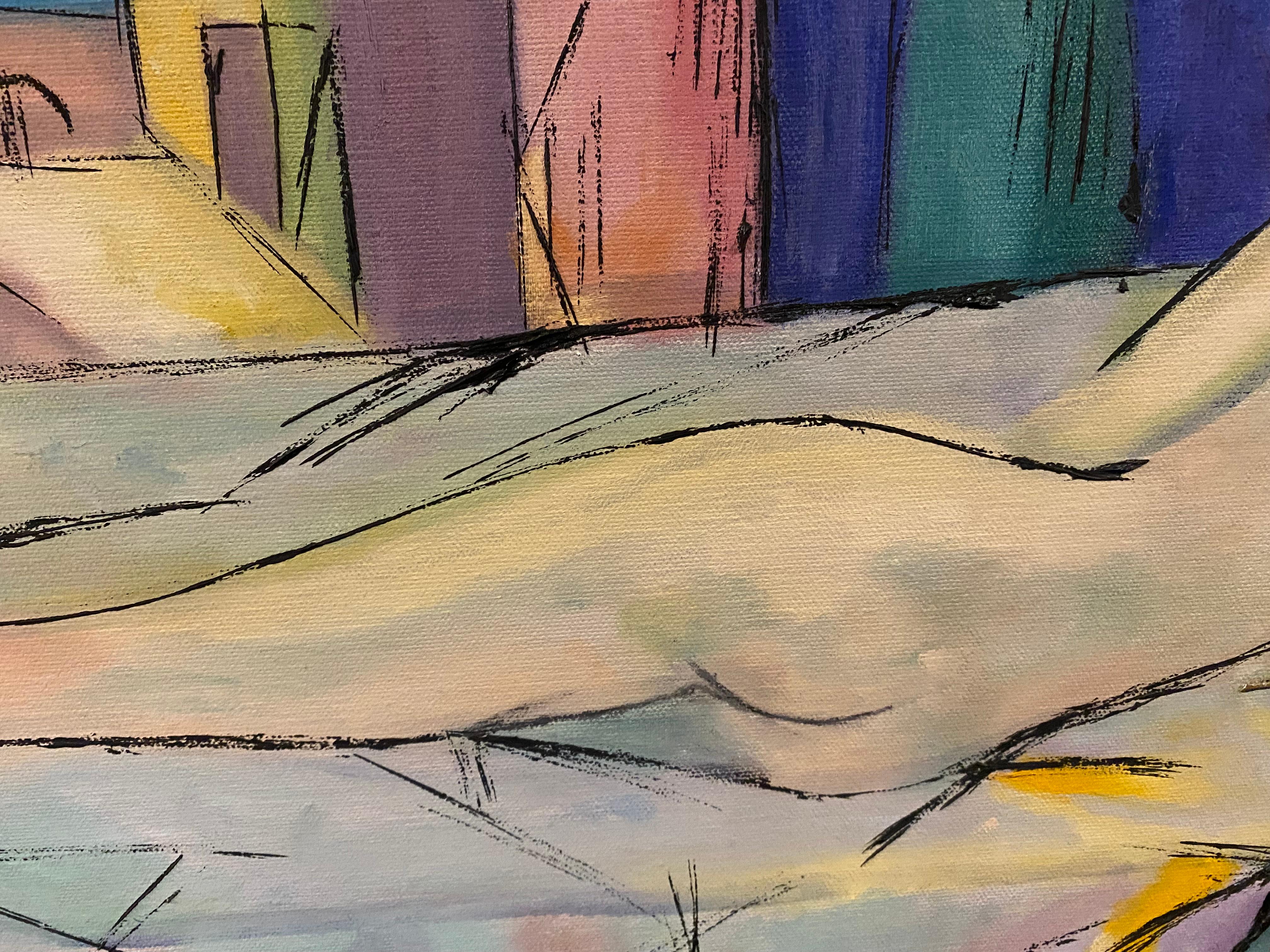 The artist Cindy presents a timeless engagement with this nude in its original frame. From Titian's Venus of Urbino to Matisse's Odalisques, the reclining figure has long served as a mirror to cultural ideals and personal introspection.

The choice