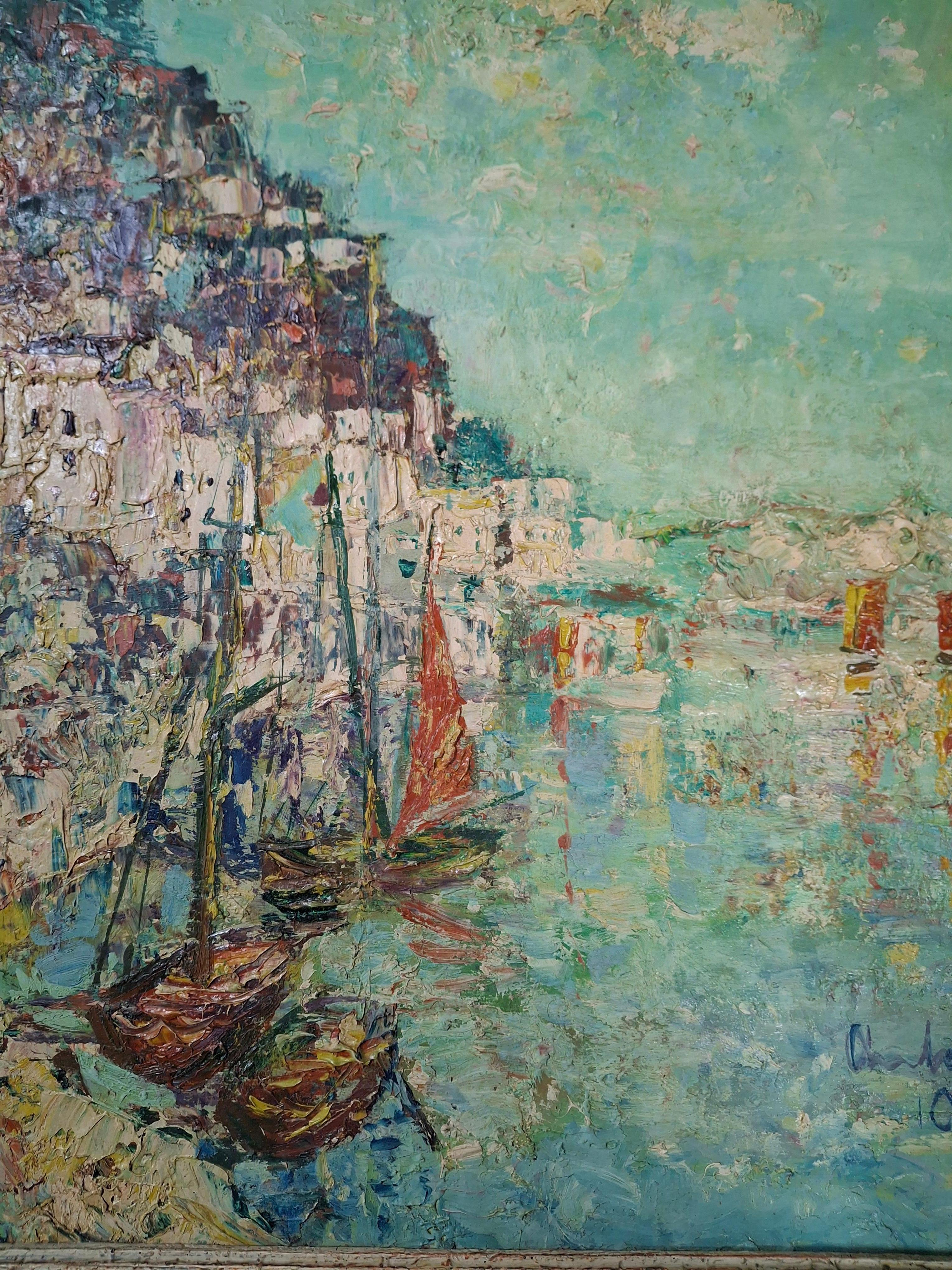 Mid-Century Italian Abstract, “Lake Garda” For Sale 4