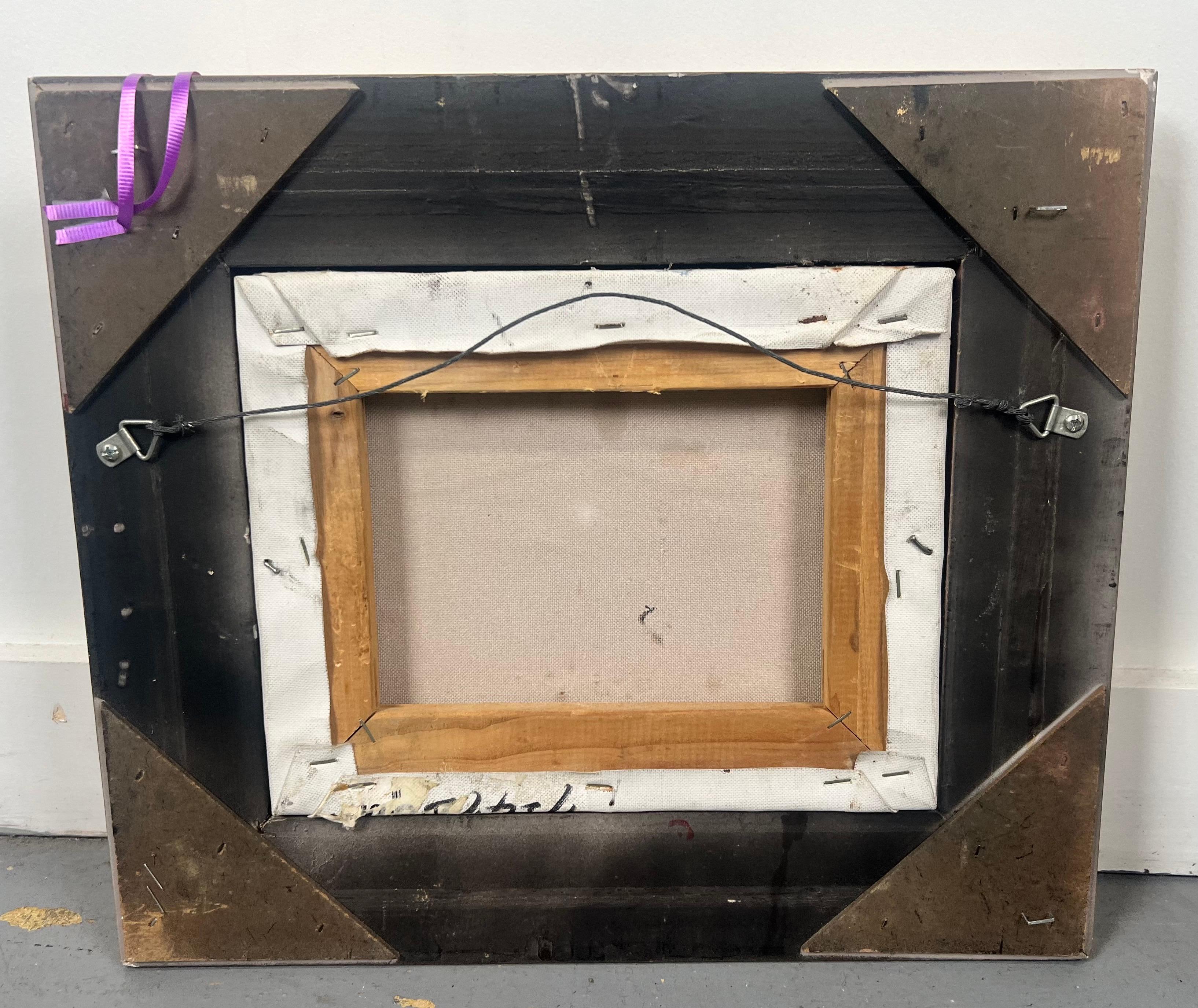 Mitte des Jahrhunderts Italienische Schule Öl auf Karton Palette Messer Landschaft Gemälde, signiert im Angebot 4