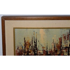 Mid Century Modern Abstract Cityscape by Garcia c.1950s