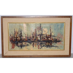 Mid Century Modern Abstract Cityscape by Garcia c.1950s