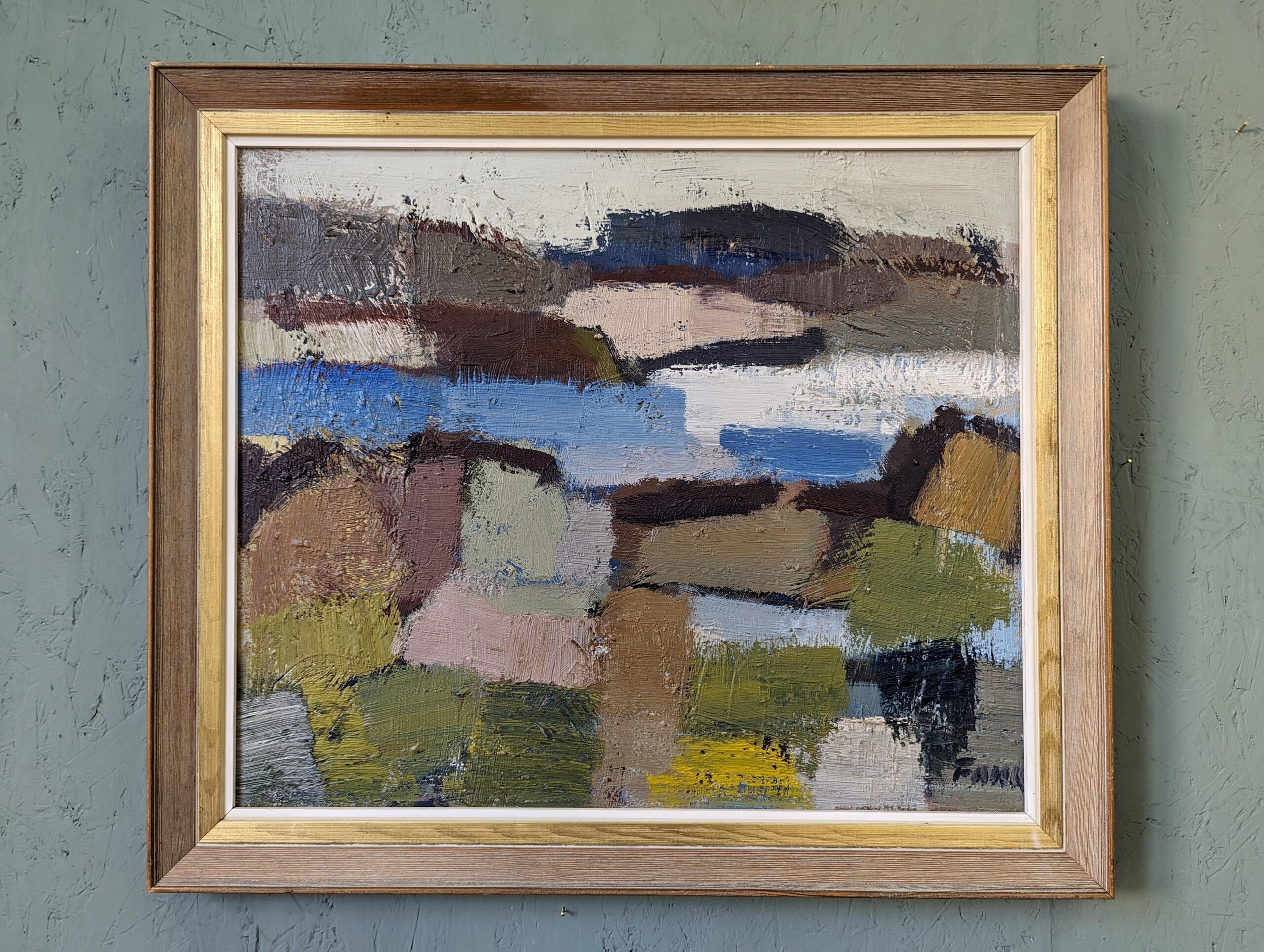 ABSTRACT COAST TRAIL
Size:  56 x 65 cm (including frame)
Oil on Canvas

A striking and very confidently executed mid-century abstract coastal landscape composition in oil, painted onto canvas.

The painting presents a scenic and vibrant hiking trail