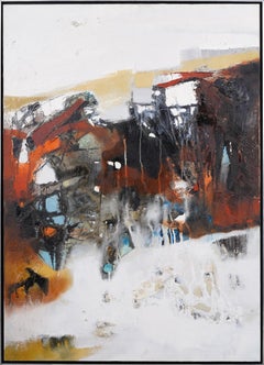 Mid Century Modern Abstract Expressionist Framed Original Large Oil Painting