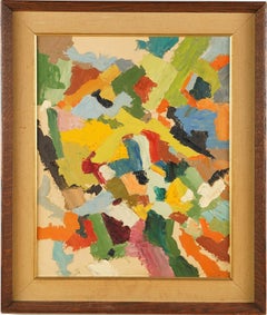 Mid Century Modern Abstract Expressionist Original Framed Oil Painting