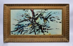 Mid Century Modern Abstract Expressionist Signed Oil & Gouache Painting 1958