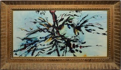 Mid Century Modern Abstract Expressionist Signed Oil & Gouache Painting 1958