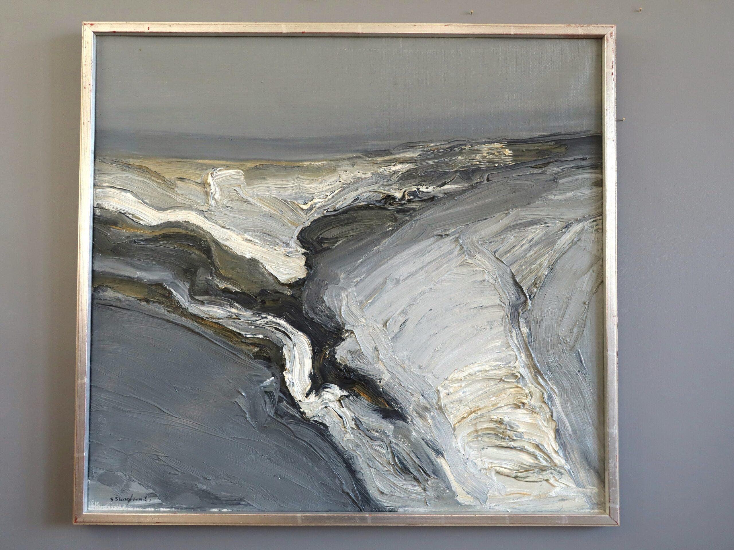 Abstrakte Landschaft, Ölgemälde, Mid-Century Modern, Moderne der Mitte des Jahrhunderts, Konturen der Erde – Painting von Unknown
