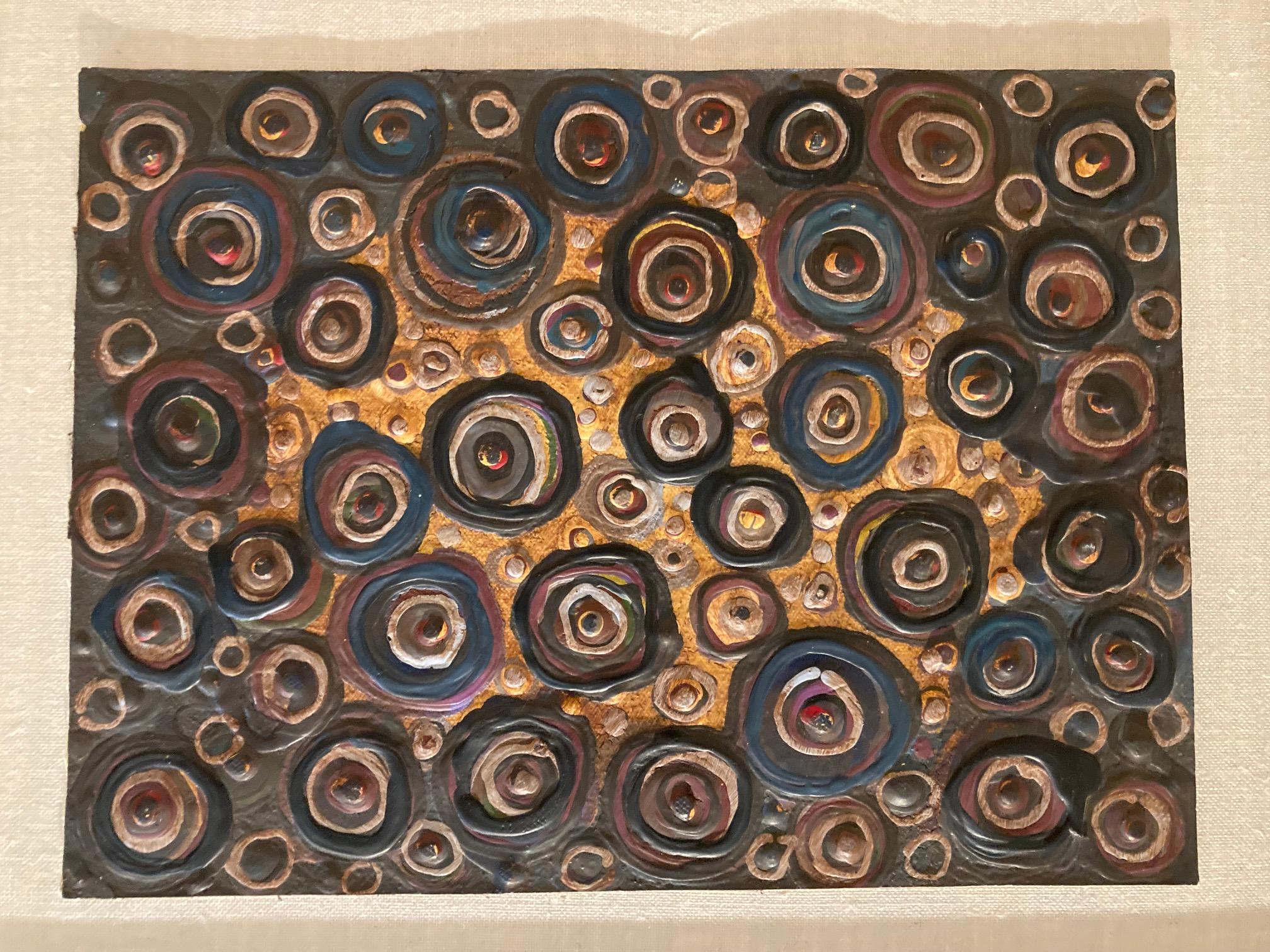 'Mid-century Modern Abstract of Circles, ' by Unknown, Oil on Canvas Painting 3