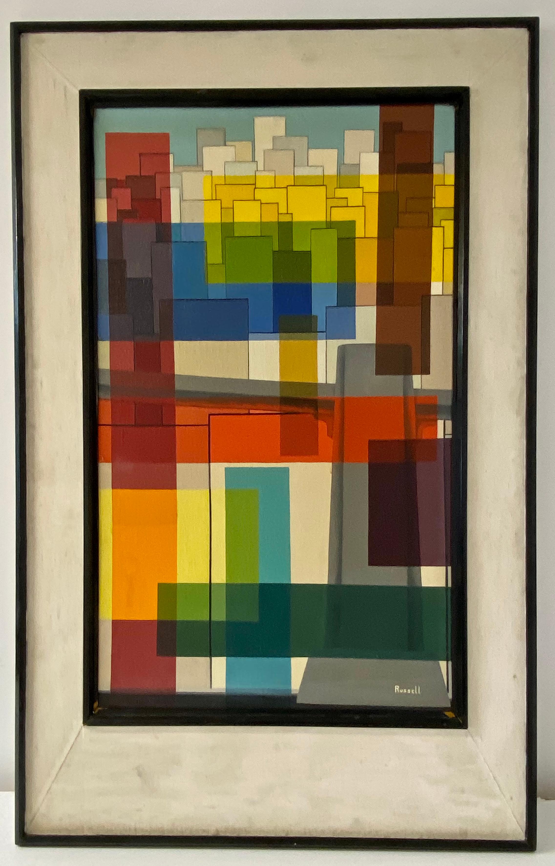 Mid Century Modern Abstract Oil Painting by Russell C.1950s