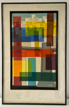 Mid Century Modern Abstract Oil Painting by Russell C.1950s