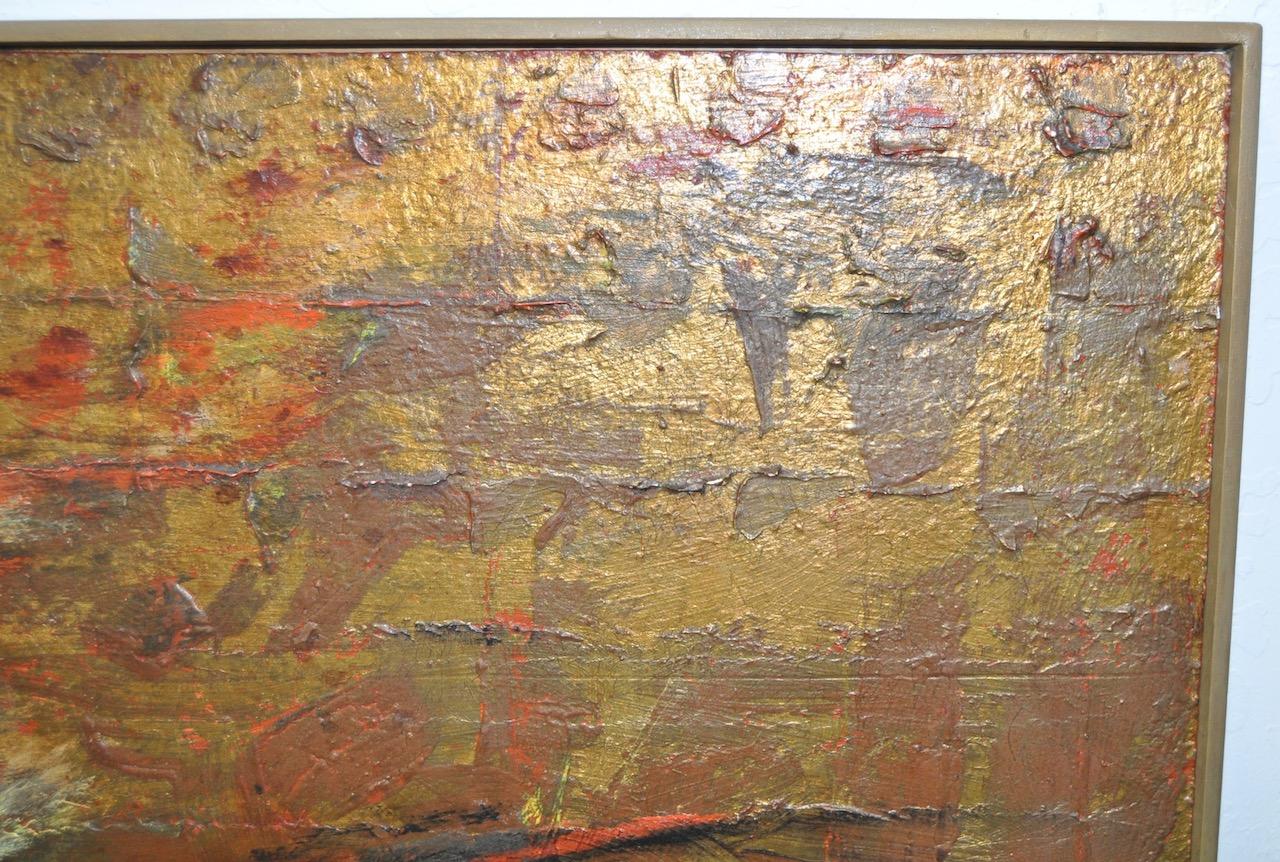 Mid Century Modern Abstract Oil Painting c.1960 For Sale 1