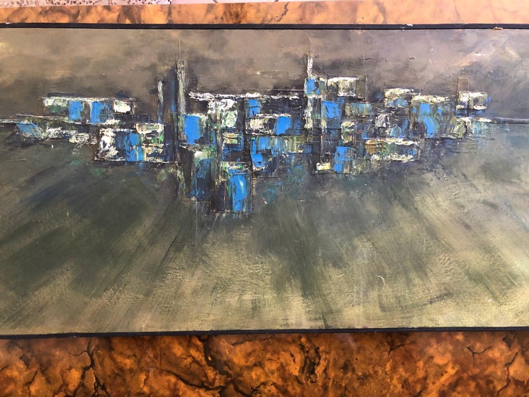 Unknown - Mid Century Modern Abstract Oil Painting For Sale at 1stDibs