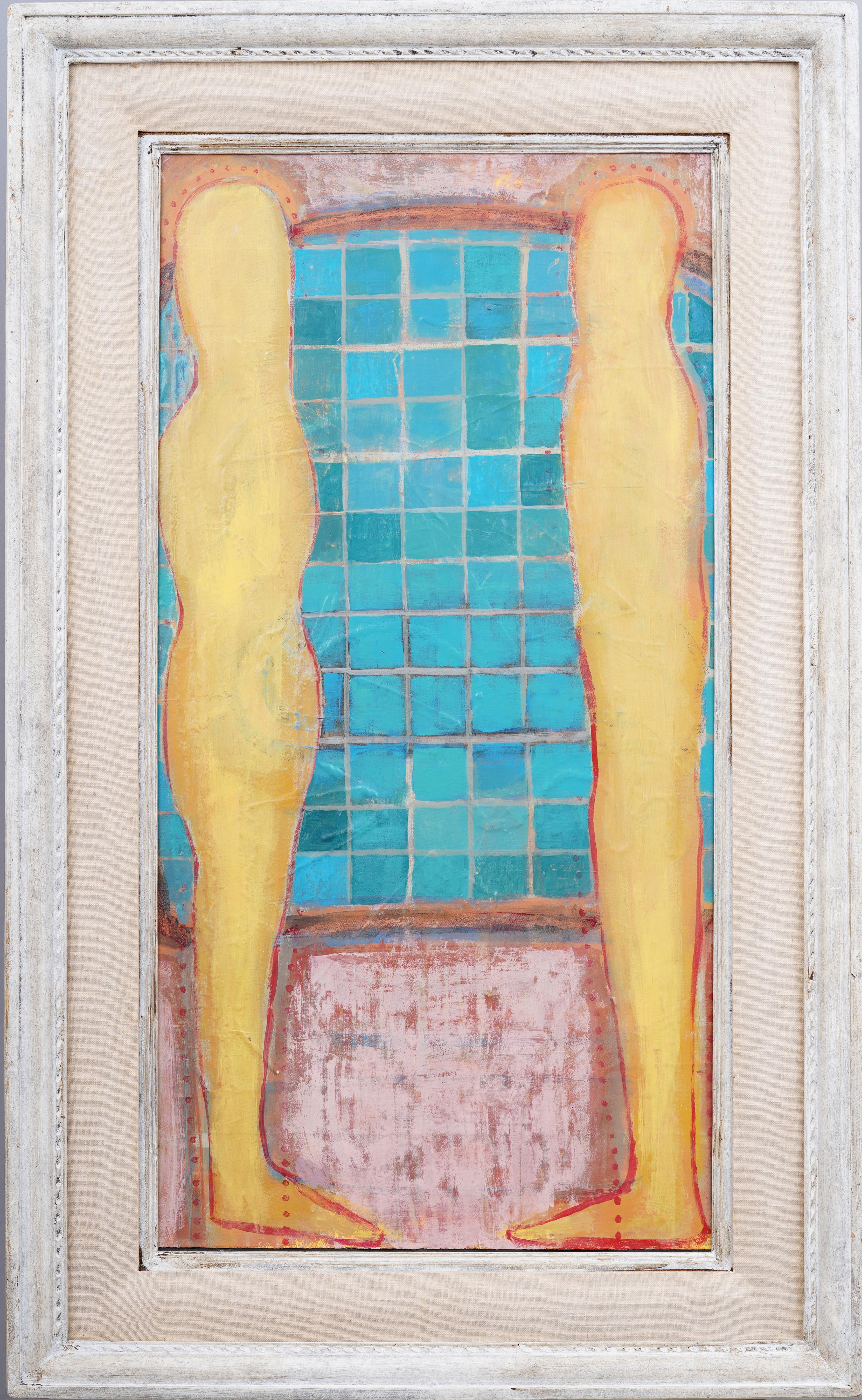 Mid Century Modern American Abstract Figurative Surreal Framed Oil Painting