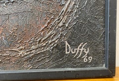 Pittura ad olio originale del 1969 di Duffy "Crateri della Luna", metà del secolo scorso.