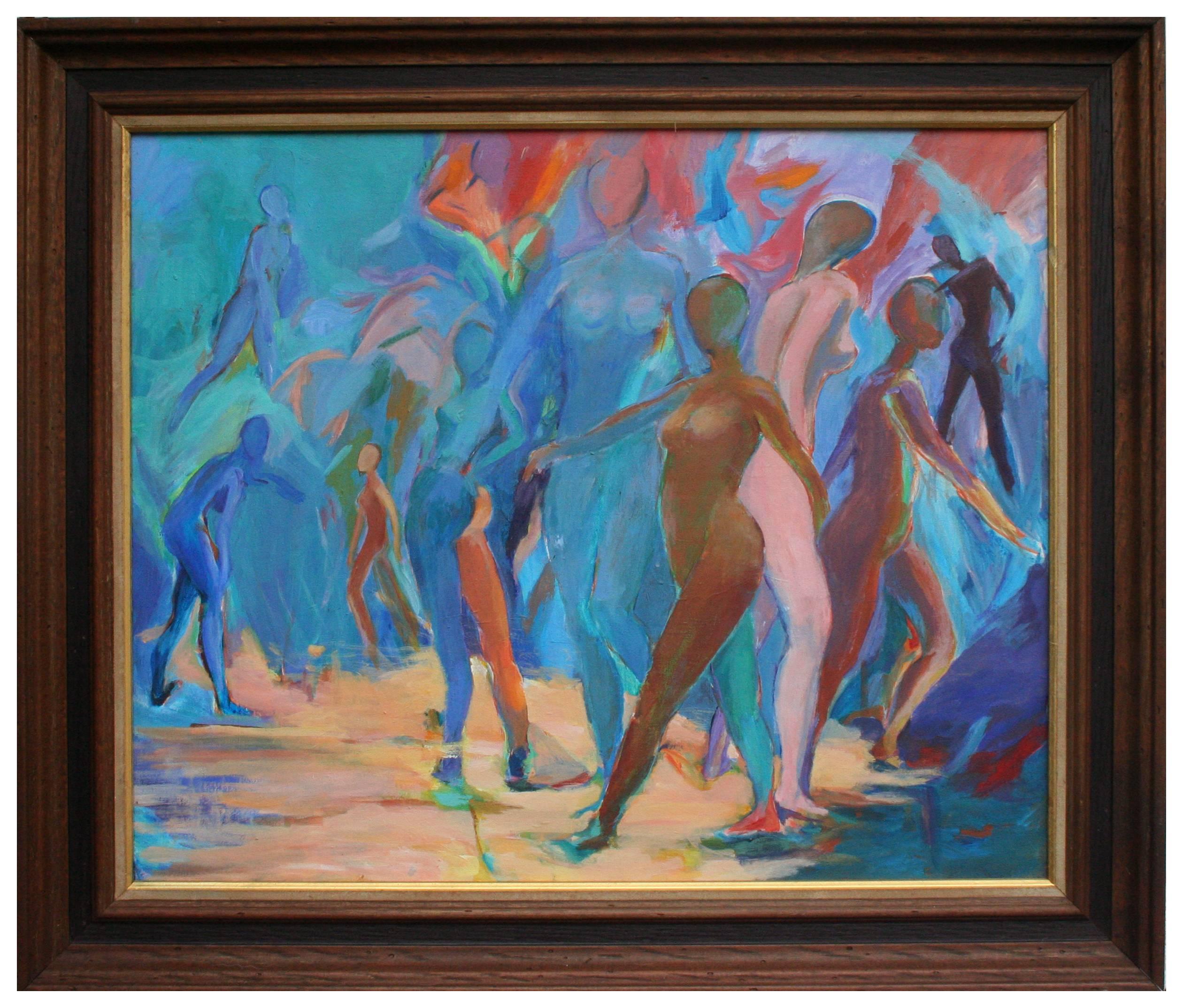 Unknown Abstract Painting - Mid-Century Modern Dancers Figurative Abstract, Bay Area Figurative School 1960s
