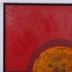 Pintura al óleo expresionista moderna de mediados de siglo sobre lienzo