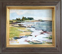 Peinture à l'huile expressive de paysage côtier du milieu du siècle dernier -Rythme de la marée