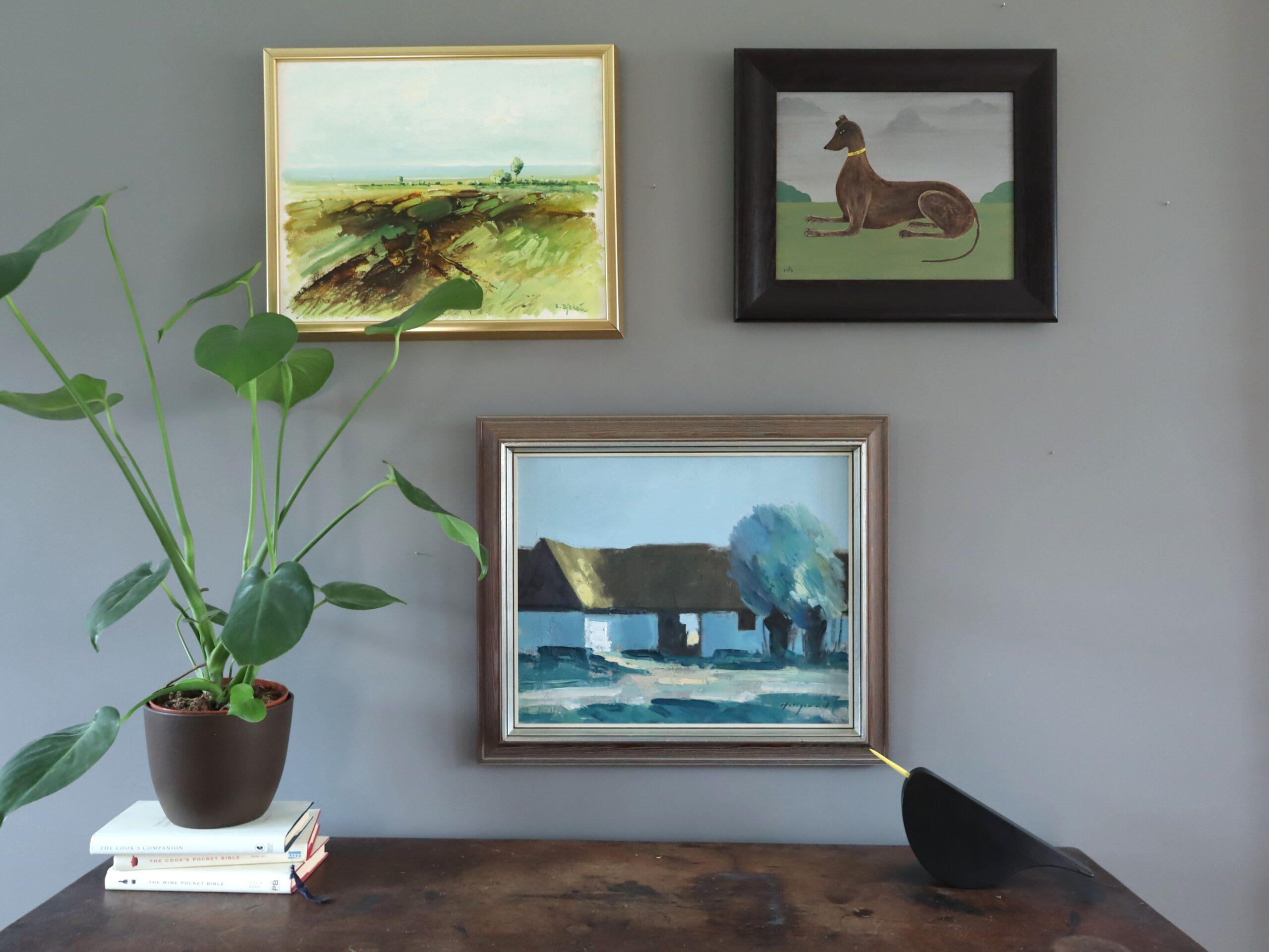 FIELDS OF SPRINGTIME
Size: 36 x 44 cm (including frame)
Oil on board

An expressive mid-century oil painting depicts a sweeping landscape view, freshly awakened with the vitality of spring, executed in oil onto board.

The land stretches broadly