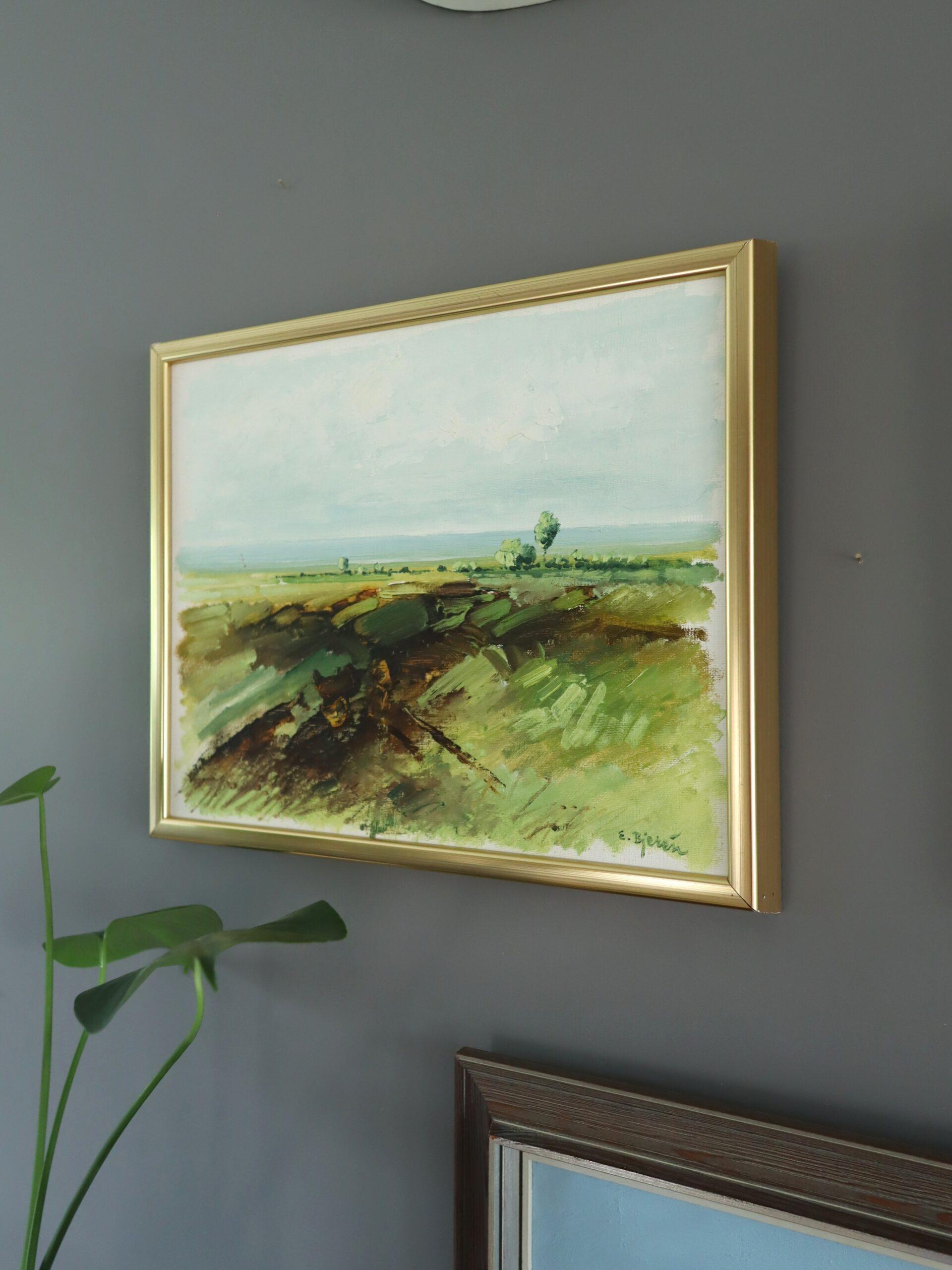 Mid Century Modern Expressive Landscape Oil Painting - Fields in Springtime For Sale 2