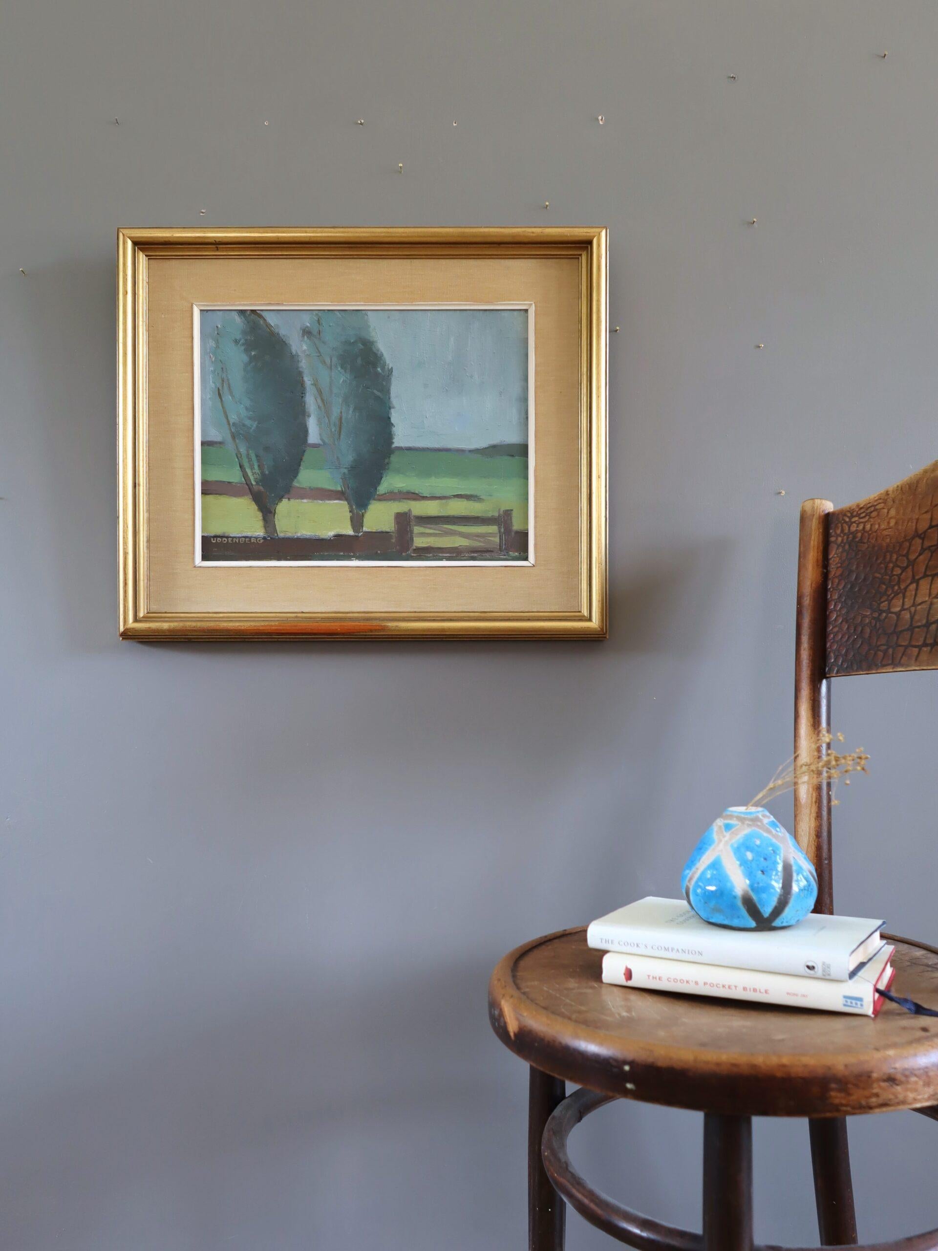 Mid Century Modern Expressive Landschaft Ölgemälde - Whispers in the Wind (Moderne), Painting, von Unknown