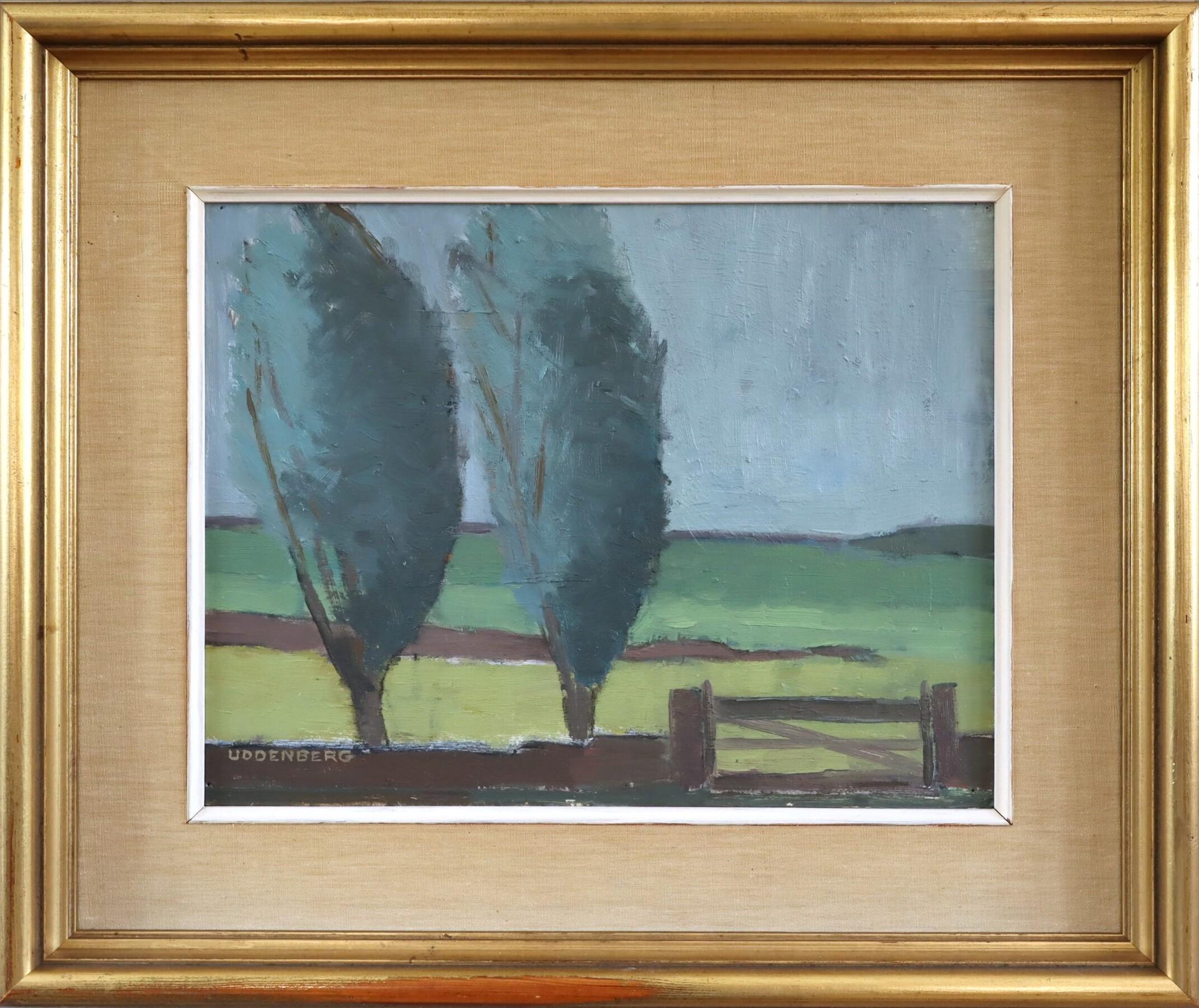 Unknown Landscape Painting – Mid Century Modern Expressive Landschaft Ölgemälde - Whispers in the Wind