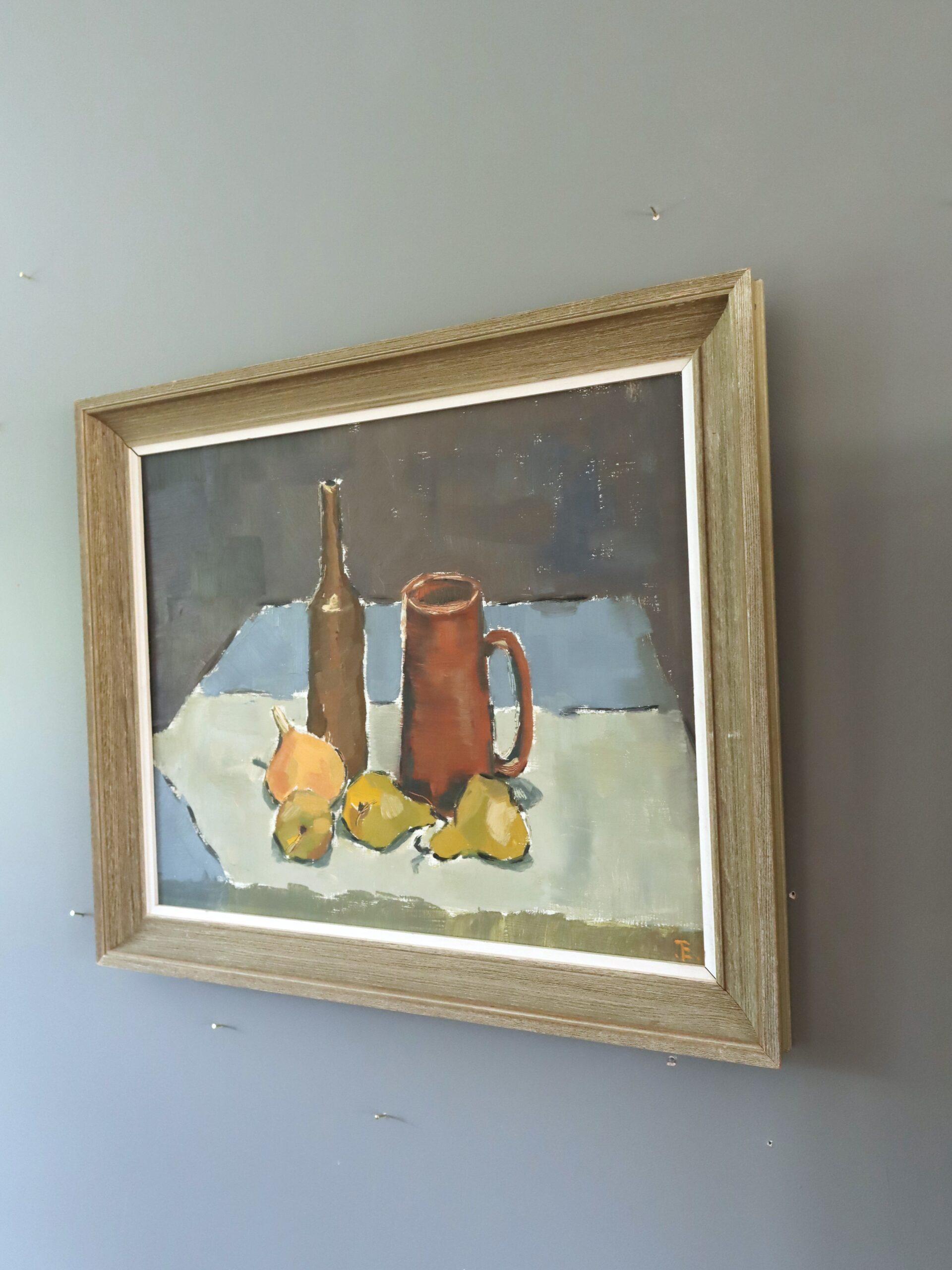 Mid Century Modern Expressive Stillleben Ölgemälde - Obst & Steingut im Angebot 1