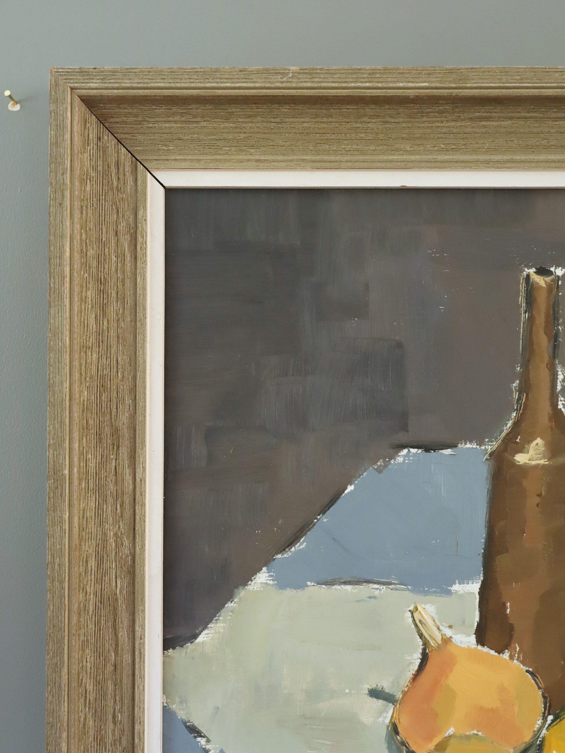Mid Century Modern Expressive Stillleben Ölgemälde - Obst & Steingut im Angebot 2