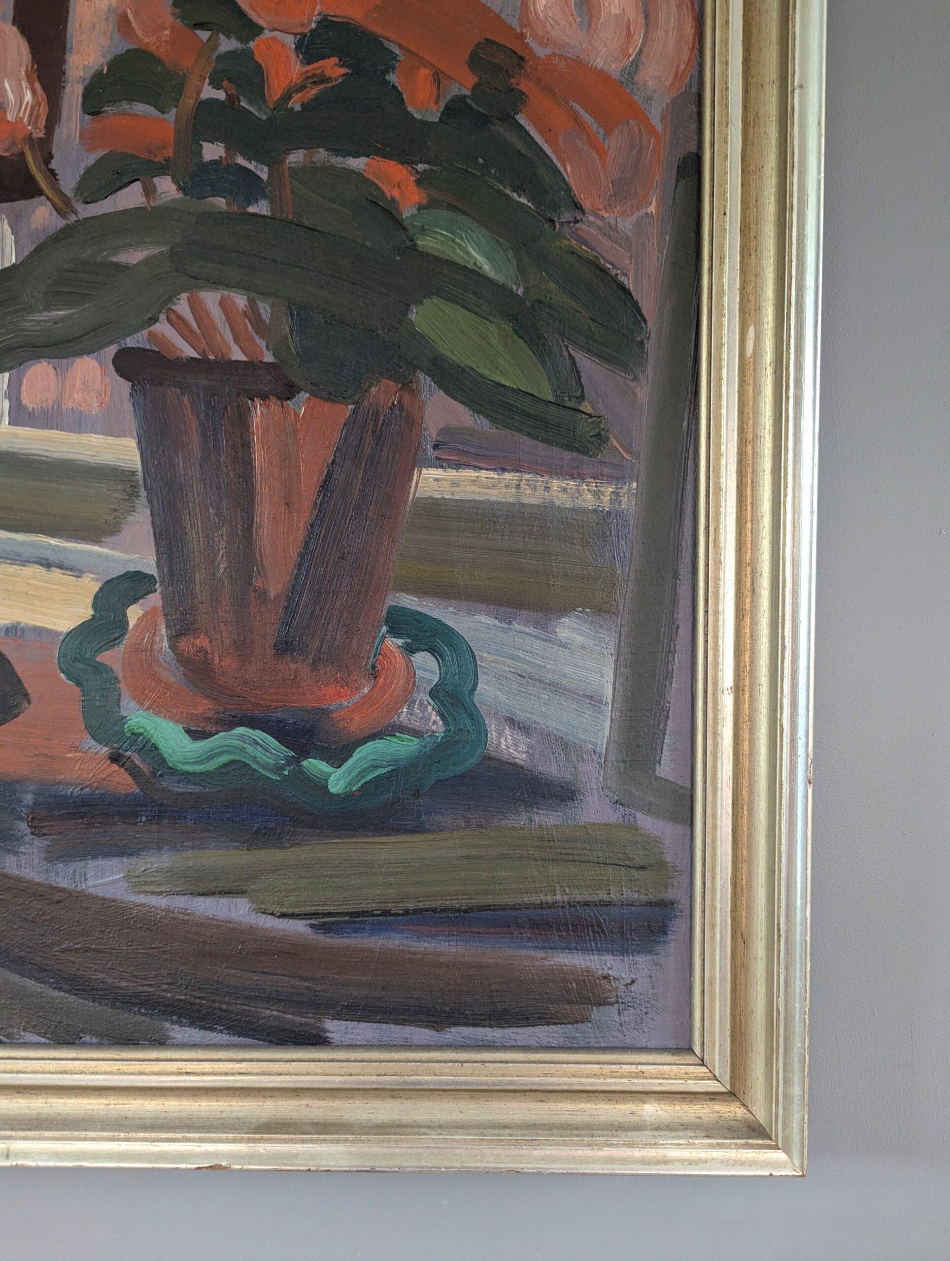 Mid Century Modern Expressive Still Life Oil Painting - Objects by the Window For Sale 8