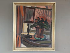 Mid Century Modern Expressive Still Life Oil Painting - Objects by the Window