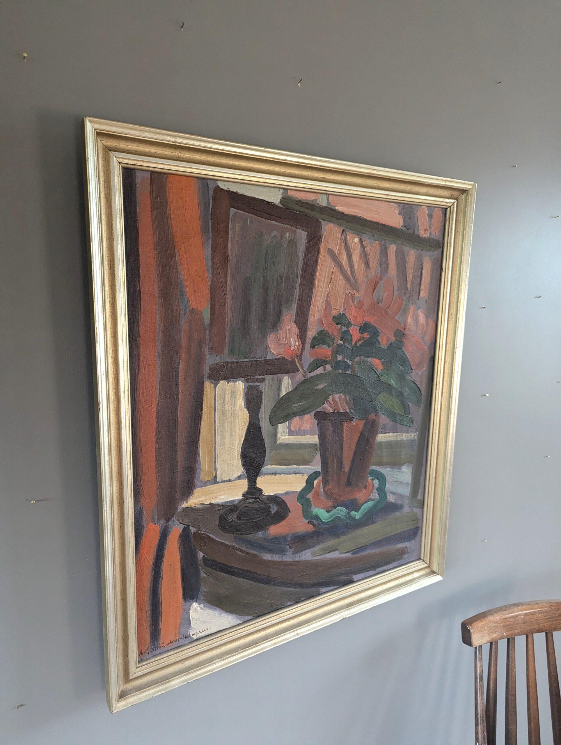 Mid Century Modern Expressive Still Life Oil Painting - Objects by the Window For Sale 2