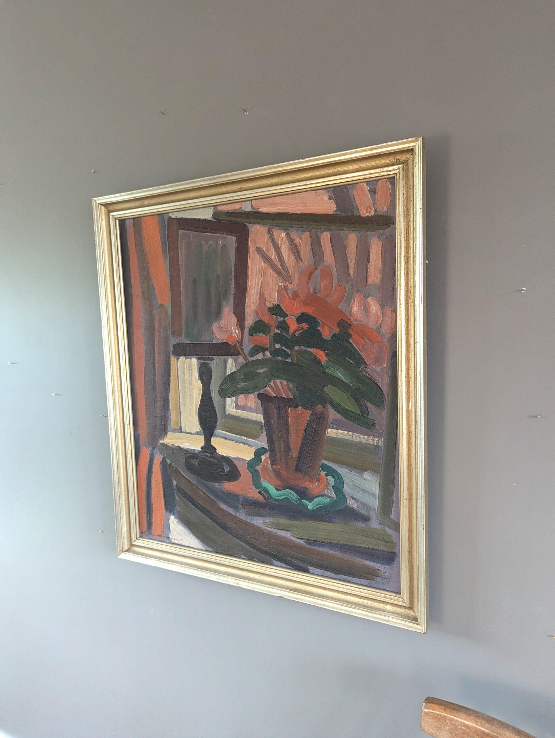 Mid Century Modern Expressive Still Life Oil Painting - Objects by the Window For Sale 3